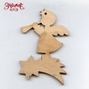 Подвеска Ангел на звезде, 6х9 см, фанера - Заготовки для декупажа. Интернет-магазин Завиток